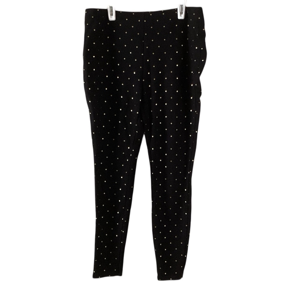 Chico’s Polka Dot Metallic Pull On Stretch Ankle Leggings Size 10
